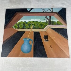 Surrealist Landscape‎ Still Life Original Painting Acrylic on Canvas Panel 16x20